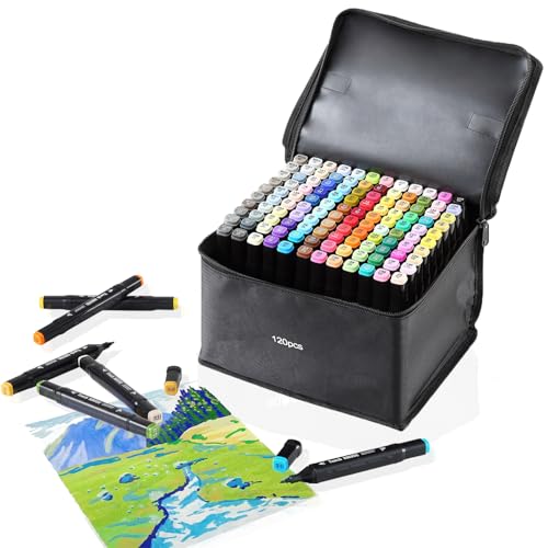 FIVOVO 120 Farben Graffiti Marker, Doppelseitige Permanentmarker mit Zwei Spitzen, Filzstift-Set für Kinder, Erwachsene, Künstler, Malen, Zeichnen, Skizzieren von FIVOVO