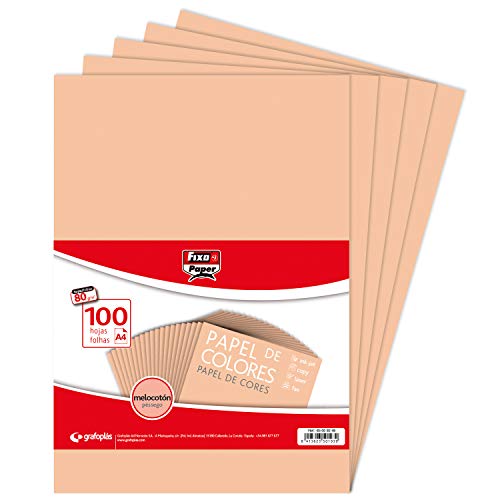 FIXO Paper 65009248 Packung mit 100 Blatt, 80 g, Papier, pfirsich, A4, stück von Fixo