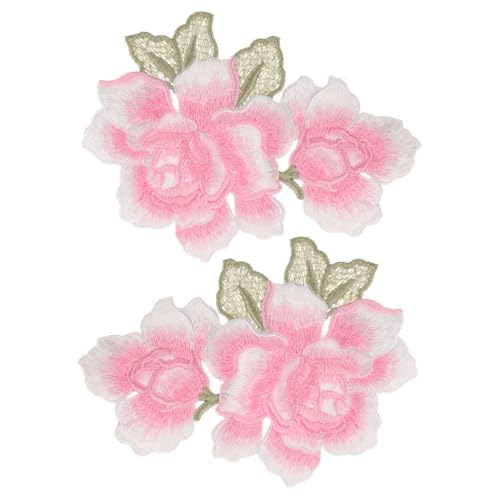 FIXOSHEE 1 Paar Stickapplikation Blumenapplikation Aufnäher Mit Rosenstickerei Große Blumenbeete Aufnäher Für Blumenkleidung Rose Patches Zum Aufnähen Spitze Blumenflecken Polyester Rosa von FIXOSHEE