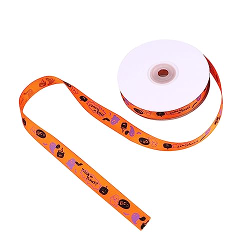 FIXOSHEE 1 Rolle Halloween-Geschenkband Halloween-Kranz Halloween-Bänder Spinnennetz Schleife geschenkband halloween halloween-dekoration Wickelband Geschenkverpackungsband Polyester Orange von FIXOSHEE