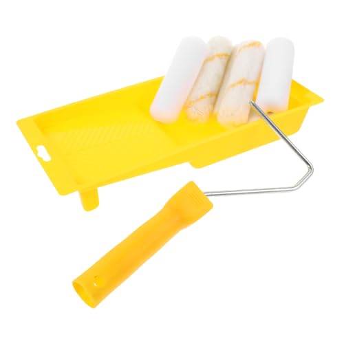 FIXOSHEE 1 Satz Walzenbürsten-set Mini-farbroller Farbwalzen Trockenbauwalze Farbroller Zum Streichen Von Wänden Schwammrollen-set Rollenhalter Ecke Farbroller Yellow Bürstenkopf Aus Acryl von FIXOSHEE