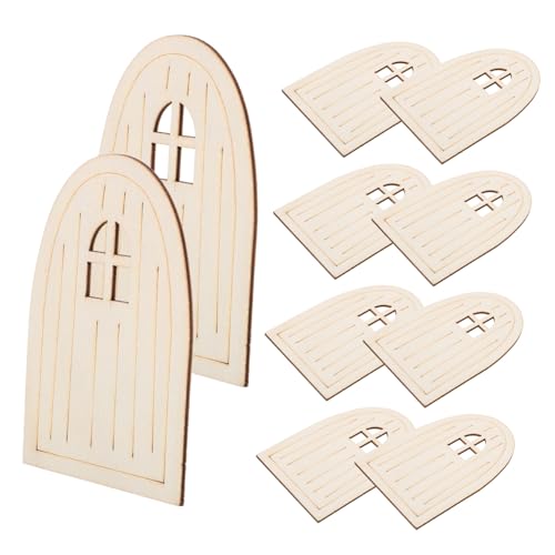 FIXOSHEE 10St Hölzerne Elfentür Mini-Gartenzubehör Märchentür unvollendete Miniaturtür Mini Gartentür Miniatur-Feentür DIY Holztür Dekorative Holztür Fee-Kit unlackiertes Holzhandwerk Beige von FIXOSHEE