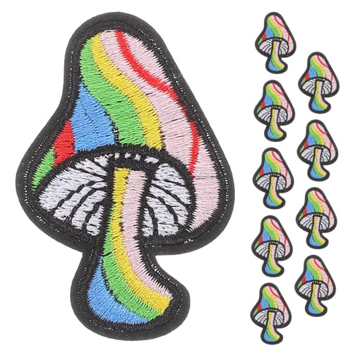 FIXOSHEE 10st Pilz-stoff-patch Pilzbeet Hutflecken Cartoon-hut-patches Zarte Fellflecken Patches Nähen Abriebfeste Kleidungsflicken Dekorative Kleiderflicken Zarte Kleiderflicken Polyester von FIXOSHEE