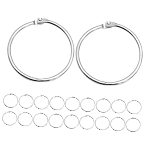 FIXOSHEE 20St Bügelschnalle Binderringe aus Papierblättern Bürobuch klingelt Schlüsselring-Clip Metallbuchring Ringbuch Ringe Binderinge aus vernickeltem Stahl Papierringe aus Metall Silver von FIXOSHEE