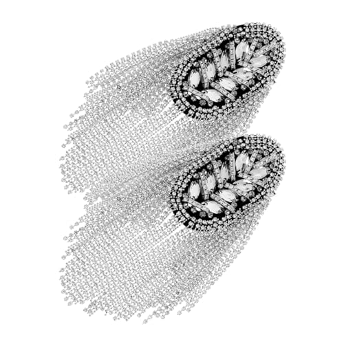 FIXOSHEE 2st Diamant-schulterklappe Schulterklappen Mit Quastengliedern Abnehmbare Schulterpolster Kettenschulterabzeichen Schulterklappen-abzeichen Kostümzubehör Silver Strasssteine von FIXOSHEE