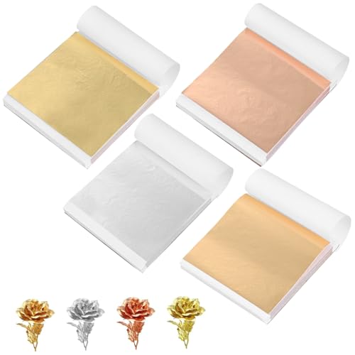 FIXOSHEE 400 Blatt Nageldekoration Maniküre-nageldekore Metallisches Papier Goldfolienpapier Metallische Flocken Metallisches Folienpapier Frischhaltefolie, Plastikfolie Nagelfolie Alufolie von FIXOSHEE