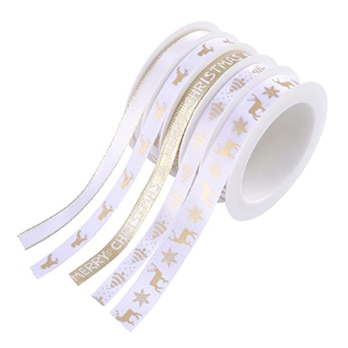 FIXOSHEE 5 Rollen dekoratives ribbons ribbon christmas decorations verpackung geschenkband weihnachtsverpackungsband Weihnachtsbaumband Ornamentband Dekorband Stoff Weiß von FIXOSHEE