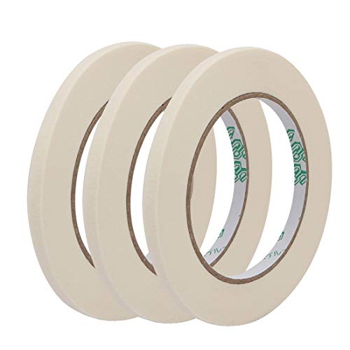 New Lon0167 3-teiliges Krepp-Klebeband Allzweck-Abdeckband Beige 6mm breit x 50 Meter (3Pcs Krepppapier Universalband Beige 6mm breit x 50 Meter) von FIYA