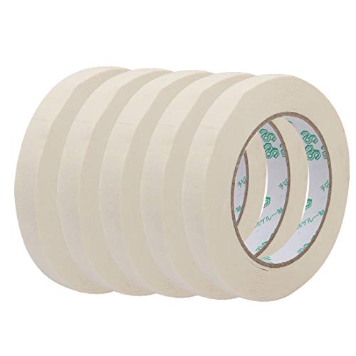 New Lon0167 5 Stück Krepppapier Klebeband Allzweck-Klebeband Beige 12mm breit x 50 Meter (5Pcs Krepppapier Universalband Beige 12mm breit x 50 Meter) von FIYA