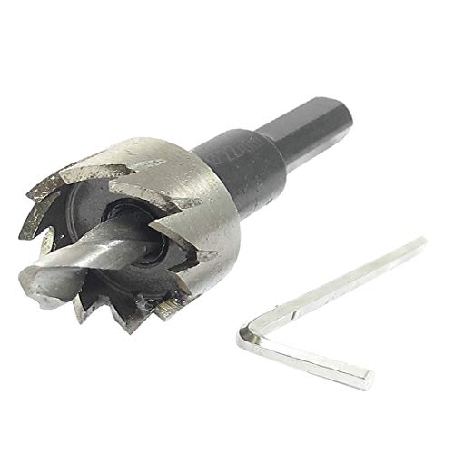 New Lon0167 HSS 22mm Schneider Durchmesser Dreieck Bohrloch 6mm Twist Bit Lochsäge w Innensechskantschlüssel(HSS 22mm Cutter Durchmesser Triangle Shank 6mm Spiralbohrer mit Innensechskantschlüssel) von FIYA