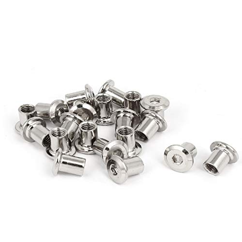 New Lon0167 M6x10mm Metall Sechskant Sechskant Inbuskopf Andocken Verbindungsmuttern Möbelbeschläge 20Stk(M6x10mm Metall Sechskant Innensechskant Zylindermuttern Möbelbeschläge 20Stück) von FIYA