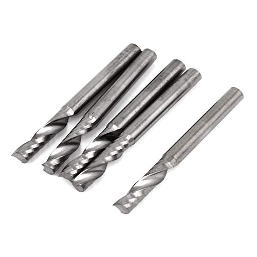 New Lon0167 Rundbohrung 3,175mm Cut Dia 15mm C-utting Tiefe Einzelflöte Spiral End Mills 5 Stück(Rundschaft 3,175mm Schnittdurchmesser 15mm Schnitttiefe Einzelflöte Spiral-Schaftfräser 5 Stück von FIYA