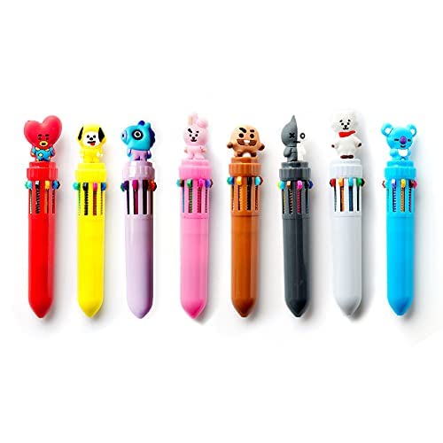 FIYSON Multicolor Kugelschreiber, 8 Stück 10-in-1 Kreativer Süßer Cartoon-Stift, Multicolor Einziehbare Tintenroller Stifte, Für Büro Schulbedarf Studenten Kinder Geschenk (10 Farbe) von FIYSON