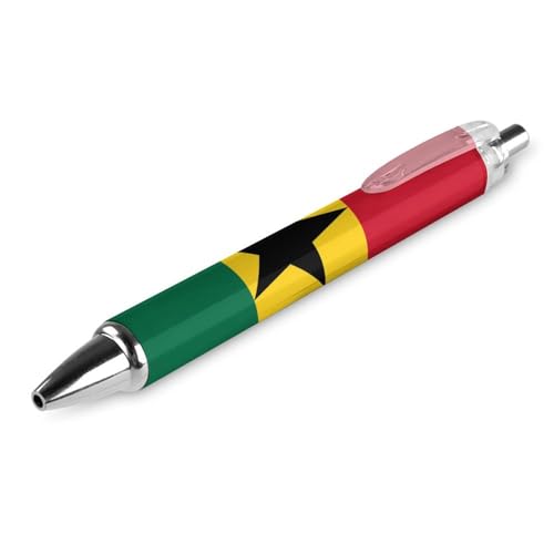 FJAUOQ Kugelschreiber mit Ghana-Flagge, einziehbarer Journaling-Stift, schwarze Tinte, Kugelschreiber, Büro-Stifte für Männer und Frauen, Bürobedarf, 1 Stück von FJAUOQ