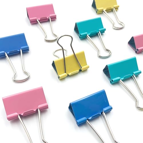 FJCTER Mittelgroße Binder-Clips, 3,2 cm, in leuchtenden Farben, hochwertige Büroklammern aus gehärtetem Stahl für Büro, Zuhause, Schule, Handwerk, Bürobedarf, Bürobedarf, Büroklammern, 25 Stück von FJCTER