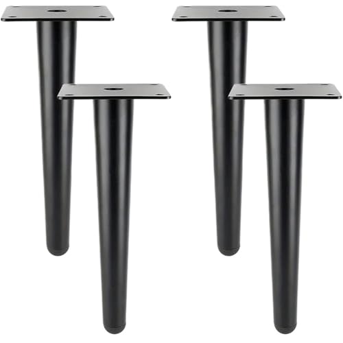 FJIXUO Tischbeine 4 Stück Möbelbeine, gerade, konische Metallbeine, Möbelfüße for Schrank, Sofa, Couch, Tisch(Black 4pcs-10cm) von FJIXUO