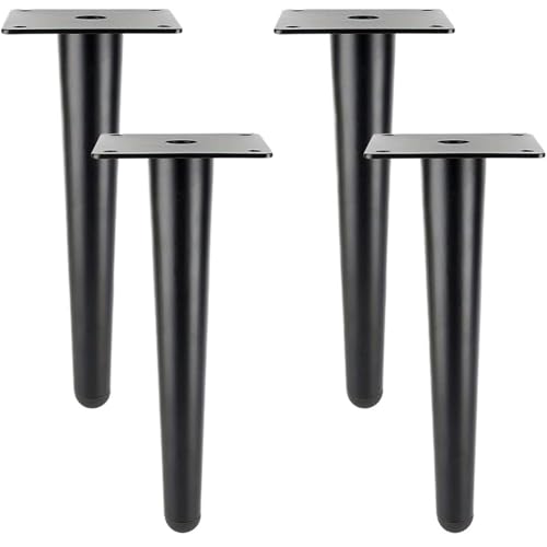 FJIXUO Tischbeine Set mit 4 Möbelbeinen, gerade, konische Metallbeine, Möbelfüße for Schrank, Sofa, Couch, Tisch(Black 4pcs-10cm) von FJIXUO