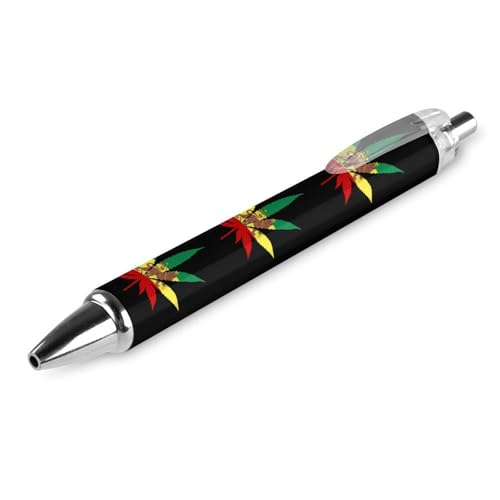 FJQWKLF Jamaica Weed Rasta Lion Leaf Niedlicher Kugelschreiber für Damen und Herren, einziehbarer 0,5-mm-Kugelschreiber zum Arbeiten, 1 Stück von FJQWKLF