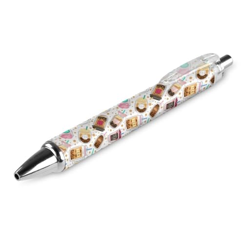 FJQWKLF Niedlicher Kugelschreiber mit Cartoon-Bubble-Tea-Muster, schwarz, für Männer und Frauen, einziehbarer Stift, 0,5 mm Kugelschreiber für flüssiges Schreiben, 1 Stück von FJQWKLF