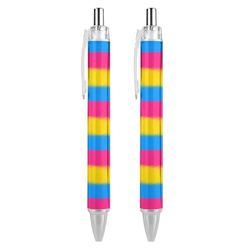 FJQWKLF Pansexual Pan Pride Schwarzer Kugelschreiber für Männer und Frauen, Druckkugelschreiber, 0,5 mm Kugelschreiber für flüssiges Schreiben, 2 Stück von FJQWKLF