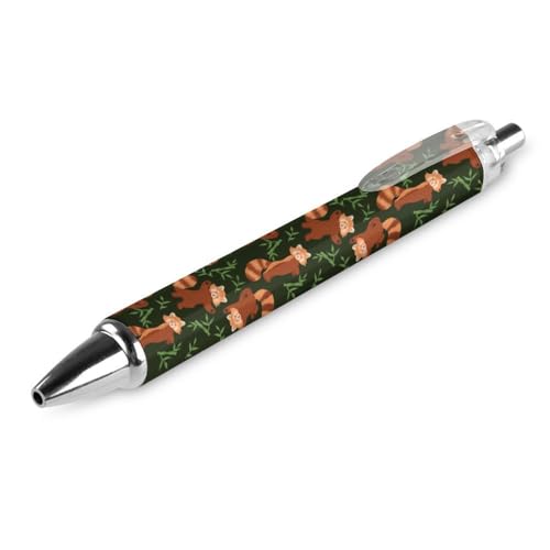 FJQWKLF Schwarzer Kugelschreiber mit Muster aus rotem Panda und Bambusblättern für Männer und Frauen, einziehbarer Stift, 0,5 mm Kugelschreiber für flüssiges Schreiben, 1 Stück FJQWKLF Schwarzer Kugelschreiber mit Muster aus rotem Panda und Bambusblättern für Männer und Frauen, einziehbarer Stift, 0,5 mm Kugelschreiber für flüssiges Schreiben, 1 Stück von FJQWKLF