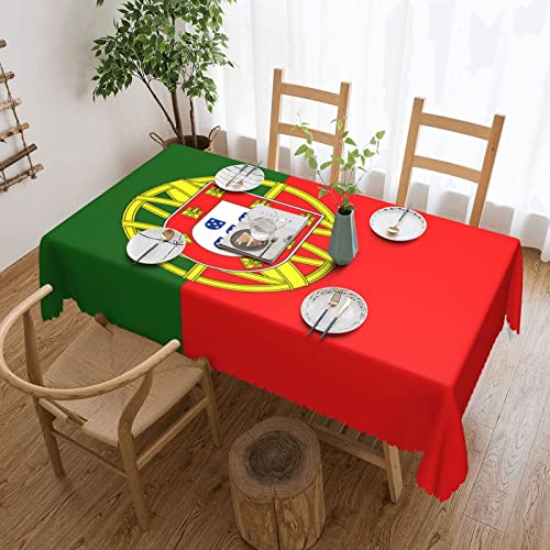 Quadratische Spitze-Tischdecke mit portugiesischer Flagge, wasserabweisender Stoff, warme und weiche Haptik für Esstisch, 137,2 x 182,9 cm von FJQWKLF