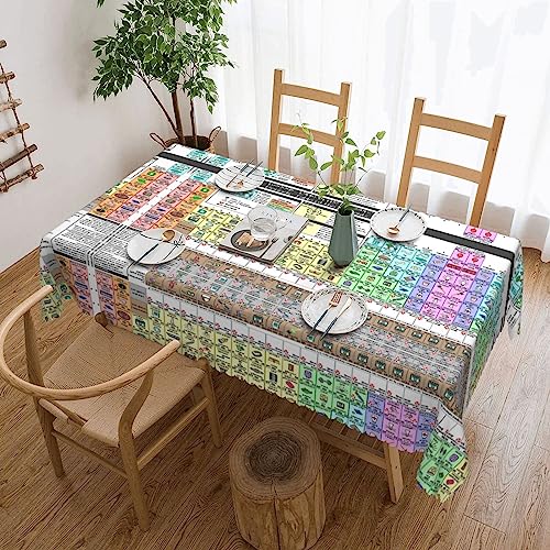 Rechteckige Tischdecke mit Periodensystem der Elemente, waschbare Tischdecke aus Polyester, dekorative Tischdecke für Küche, Esstisch, Partys, Camping – 137,2 x 182,9 cm von FJQWKLF