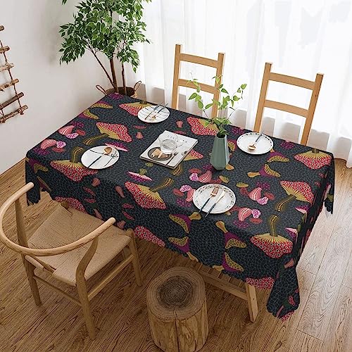 Rechteckige Tischdecke mit Pilzmotiv, waschbar, Polyester, dekorative Tischdecke für Küche, Esstisch, Partys, Camping – 137,2 x 183,9 cm von FJQWKLF