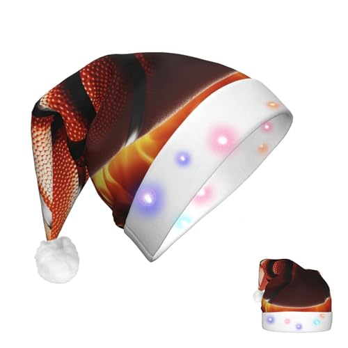 FJWSLCH Basketball-Weihnachtsmütze, dicker Samt, Unisex, LED-Licht, Weihnachtsmannmütze, Geschenk für Partyzubehör von FJWSLCH