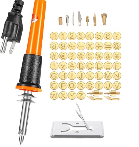 FJZFXKZL Wood Burning Kit,Wood Burning Kit with Letters,DIY Wood Burning/Carving Set,65pcs Wood Burning Set Including Letter Number Symbol for DIY Embossing Carving Craft Pyrography(Orange) von FJZFXKZL