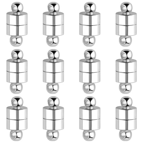 FKWKUW 12pcs Magnetverschlüsse Schmuck, Magnetverschlüsse für Armbänder mit Runder Schnalle, Magnetische Verschlüsse Magnetische Schmuckverschlüsse für Die Herstellung von Schmuckketten (Silber) von FKWKUW