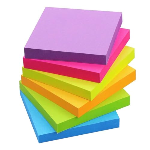 FKWKUW 600 Stück Haftnotizen 76X76Mm, Notizzettel Bunt Selbstklebende Klebezettel, Sticky Notes Zum Markieren Von Seiten Für Büro, Studie, Hause (6 Farbe) von FKWKUW