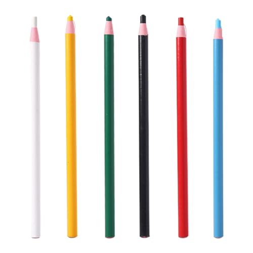 FKWKUW 6Pcs Schneiderkreide Nähkreide Stoffkreide Nähen Bleistift Nähutensilien Marker Stift Bleistiftkreide Stoffmarkierungskreide Löslicher Nähstift Für Kreide Nähen Quilten Notizen Basteln (6 Farbe von FKWKUW