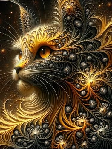 FLAJZ Diamond Painting, Katze 5D Diamant Painting Bilder, DIY Diamond Painting Erwachsene und Kinder, Mosaikherstellung Bastelset für Haus Wand Dekoration Weihnachtsgeschen 30×40cm (Cat) von FLAJZ