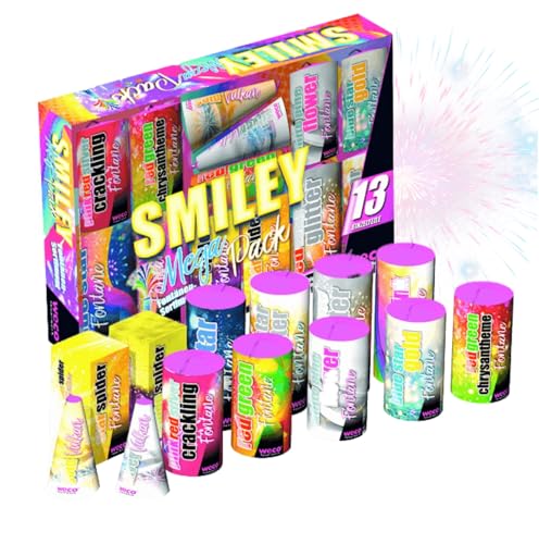 FLAME X BURN Smiley XXL Set 8 Teile - Ideal für Kinder & Jugendliche – 2024 für Partys & Silvester von FLAME X BURN