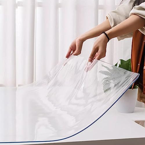 FLAVYO Transparente Tischdecke, 1,5 Mm Dick, Transparente Tischdecke, Wasserdichter PVC-Tischdeckenschutz, Esstisch-Kunststoff, Wasserdichter Transparenter Tischdeckenschutz (150x150cm/59x59in) von FLAVYO