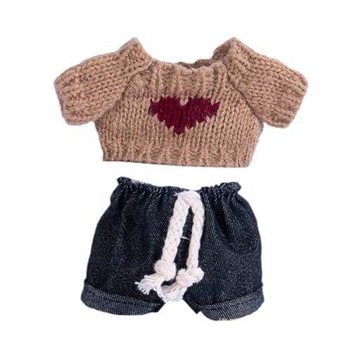 FLCPJGV 15cm Mode Puppe Kleidung Nette Puppe Kleidung Mädchen Puppe Outfits DIY Puppe Kleidung Spielzeug Mädchen Geschenk, Braun mit Herz von FLCPJGV