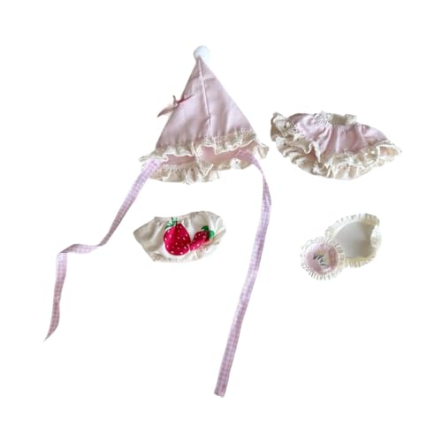 FLCPJGV 4-teiliges Puppenoutfit, Kleidung für 15 oder 17 cm große Puppen, Geschenkideen, Rosa von FLCPJGV