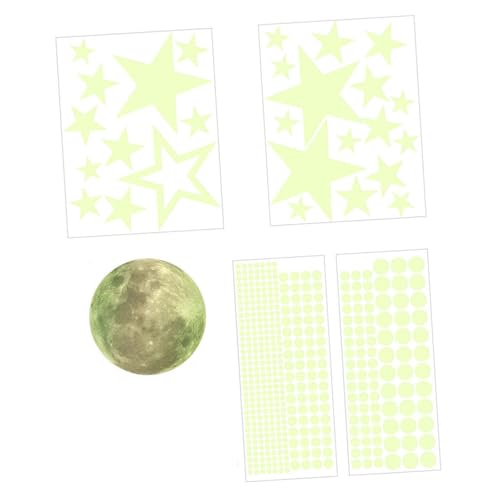 FLCPJGV 5 Stücke Glow in The Dark Aufkleber Sterne Mond Punkt Aufkleber Leuchtende Aufkleber für Jungen Mädchen von FLCPJGV