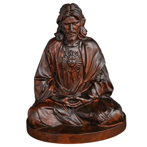 FLCPJGV Holzfigur Jesus-Statue, Skulptur, Ornament für Schreibtisch, Kamin, Bücherregal, Flur, Dunkelbraun 10 cm von FLCPJGV