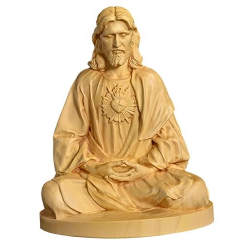 FLCPJGV Holzfigur Jesus-Statue, Skulptur, Ornament für Schreibtisch, Kamin, Bücherregal, Flur, Holz 10 cm von FLCPJGV