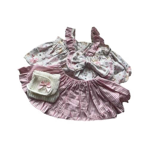 FLCPJGV Plüschpuppen Kleidung Anzug Anhänger Puppe Outfits Kostüm Kleid up für 22,83 Zoll Puppe, Rosa Streifen von FLCPJGV