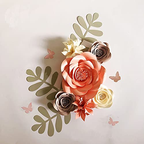 FLCSIed 3D-Papierblumen-Dekorationen für die Wand (Rosa-Grau, 6 Stück) für Mädchen, Babyparty, Blumendekorationen, Mädchen, Kinderzimmer, Blumendekoration, Hochzeitsdekoration von FLCSIed