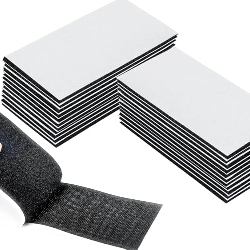 FLEXNOVA 20 Stück Klettband Selbstklebend, 50x100mm Klettband Selbstklebend Extra Stark, 5cmx10cm Schwarzes Doppelseitiges Breit Klettband zum Nähen Fliegengitter Kennzeichen für Stoff Textilien von FLEXNOVA