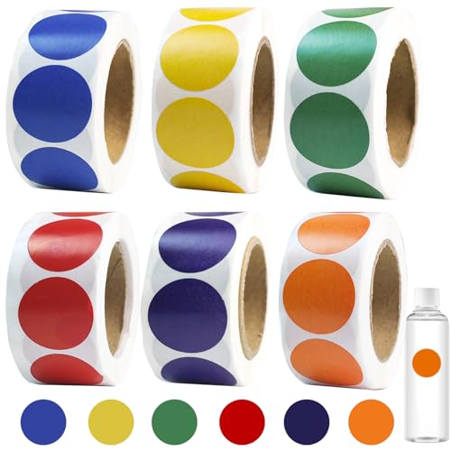 FLEXNOVA 3000 Stück Klebepunkte Bunt 25mm, Punkte Aufkleber Klebeetiketten Rund Aufkleber Glue Dots Mini Sticker Klein Markierungspunkte Farbig Selbstklebend Etiketten Rot Grün Blau Lila Gelb Orange von FLEXNOVA