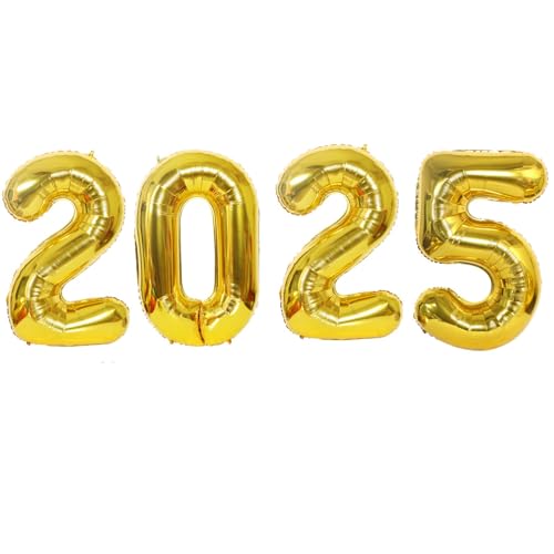 2025 Ballons Gold Silvester Deko Folienballon Luftballons Party Silvester Dekoration Neujahr 2025 Ballons (Gold-2025-80 CM) von FLG FINISH LINE GERMANY