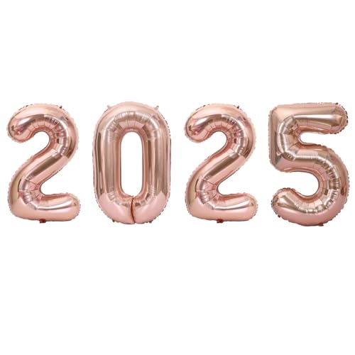 2025 Ballons Gold Silvester Deko Folienballon Luftballons Party Silvester Dekoration Neujahr 2025 Ballons (Rosé-2025-80CM) von FLG FINISH LINE GERMANY