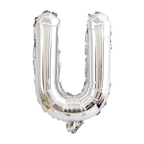 FLG | Buchstabenballon Namen Ballon Farbe: Silber - Größe: 40cm - Folienballon mit Luft befüllbar Alphabet (Feiern, Jubiläum, Hochzeit oder Geburtstag) (U) von FLG FINISH LINE GERMANY