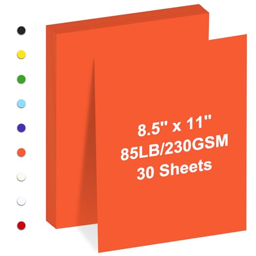 Karton, 21,6 x 27,9 cm, Kartonpapier, 230 g/m², hellweißer Karton für Drucker, Zeichnungen, Geschenkanhänger, Einladungen, Karten usw. (Orange, 30 Blatt) von FLIPPED