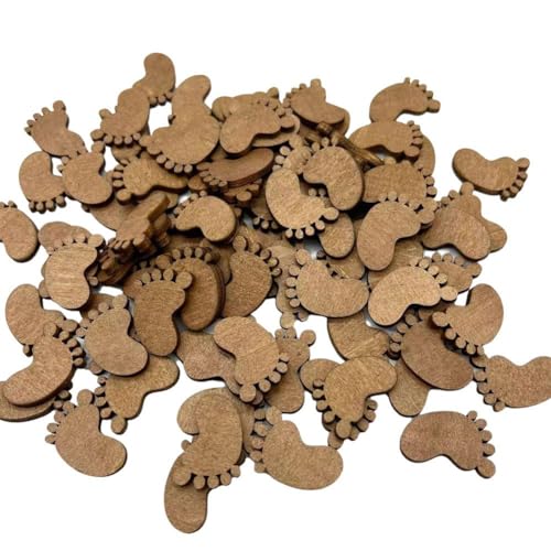 Holzscheiben in Fußform, Weihnachtsdekoration, Holzausschnitte, DIY, Kunst, Handwerk, Verzierungen, Ornamente, 50 Stück von FLKWOP